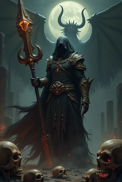 I want a picture with a weapon, skulls, shitan and a little horror, but it has power and charisma and a powerful gun. I want to wear Diablo on the gun and I also want to get tired