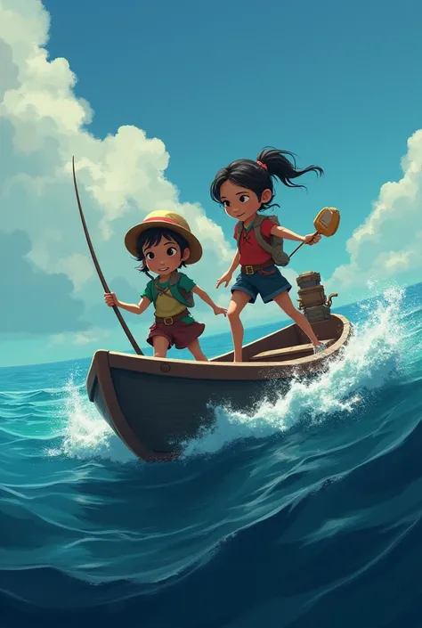 Mita and her friend Tom set off in search of treasure. They cross the sea by boat, but as they enter deep water, they sense the presence of sharks.

