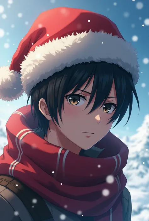 Eren Yeager in Christmas hat 