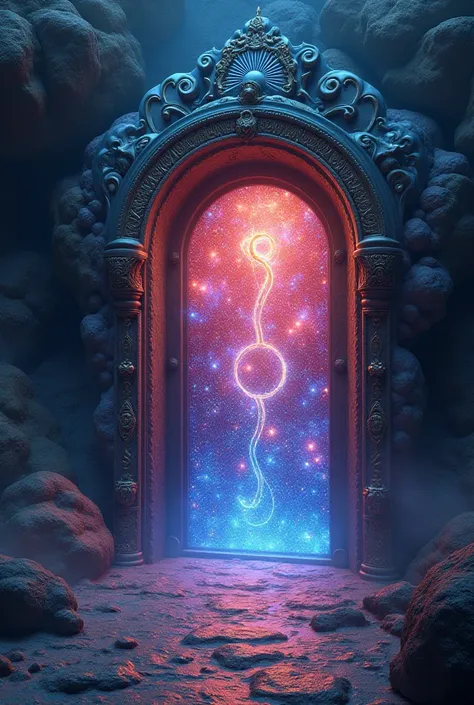 A picture of an amazing and strange magic door in different colors 