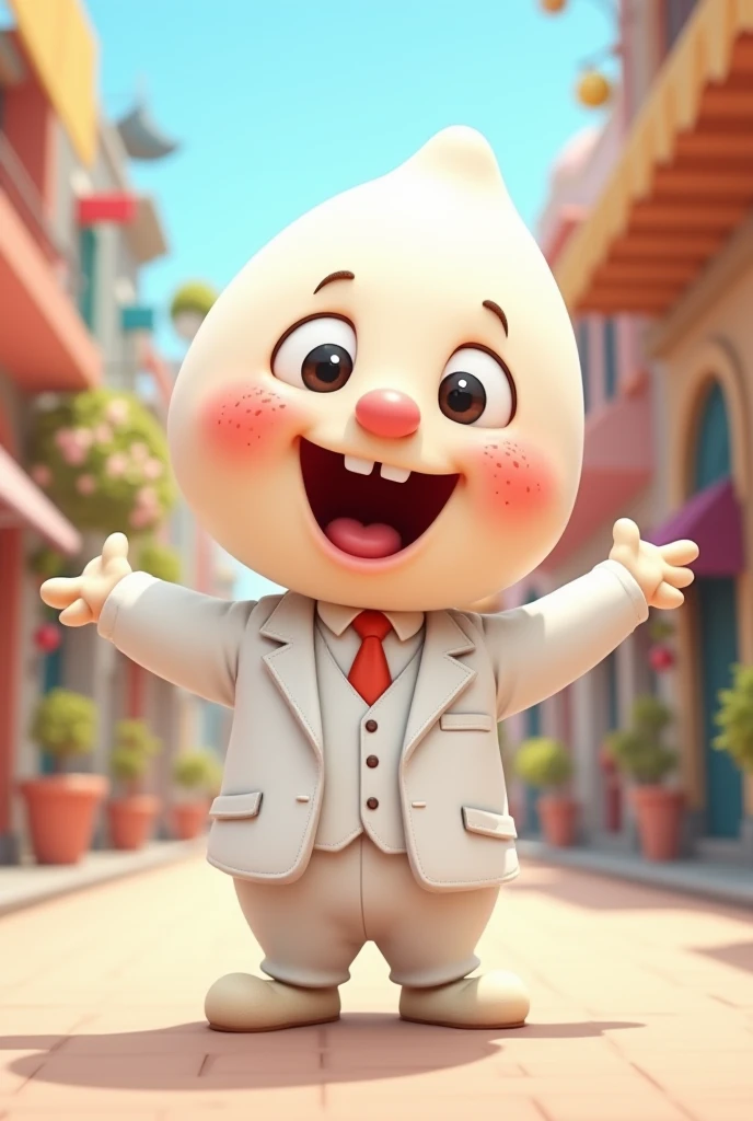 Cartoon character with white color and in a suit 