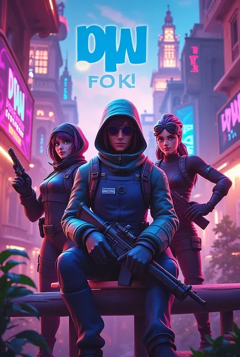 Highly saturated image of Fortnite with text PW FORTNITE