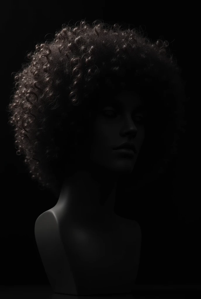 A realistic black image of curly hair 