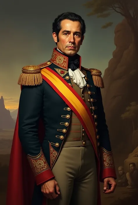 Simon Bolivar in his Venezuelan battle uniform 