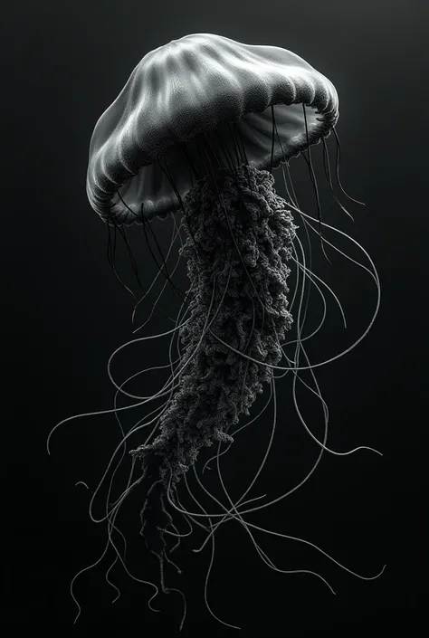 Create a tattoo drawing of the jellyfish with her skin being black 