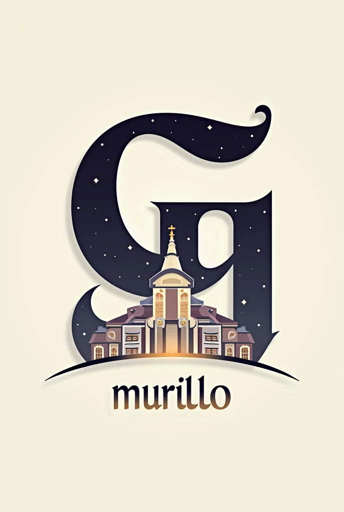 Create a symbol by combining the letters GAMG, At the bottom the word MURILLO.