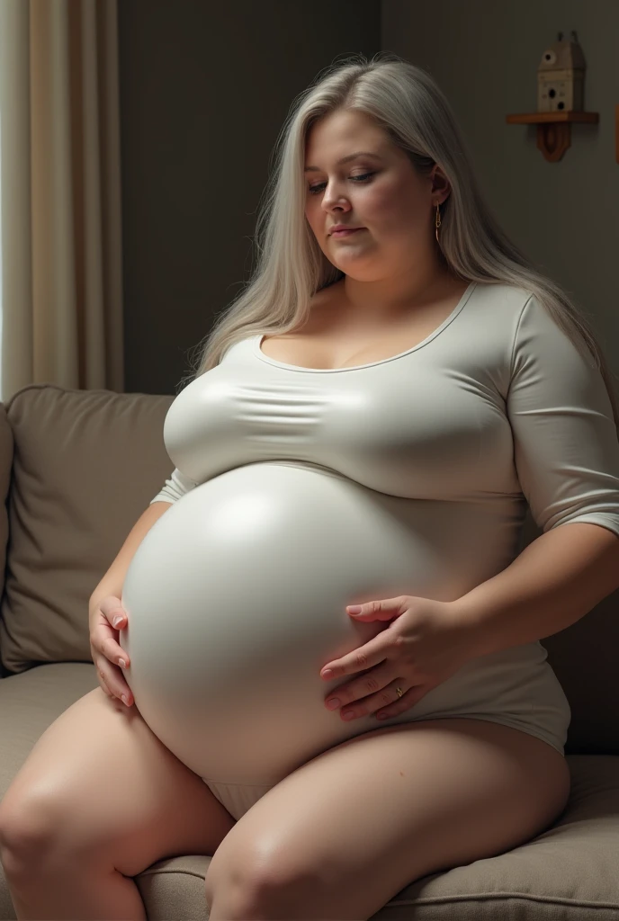 a 22 year old girl, ((((gorda, 250 kilos )))) The girl is ((((pregnant with quadruplets )))), (((( abnormally large belly)))) ((((very fat)))).  at 9 months of gestation 40 weeks,  last week of pregnancy , (((( 60 kilos of belly))))  his belly is huge ,  v...