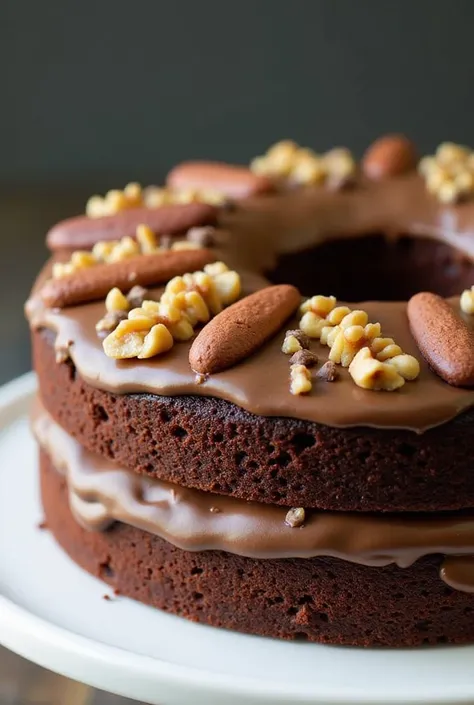  Christmas Chocolate and Nut Cake

Ingredients :

For the cake :

 - 2 cups of flour
- 1 cup of sugar
- 1 / 2 cups of cocoa powder
- 1 / 2 cup of melted butter
- 4 eggs
- 1 teaspoon of baking powder
- 1 / 2 teaspoon salt
- 1 cup of chopped walnuts

For the...