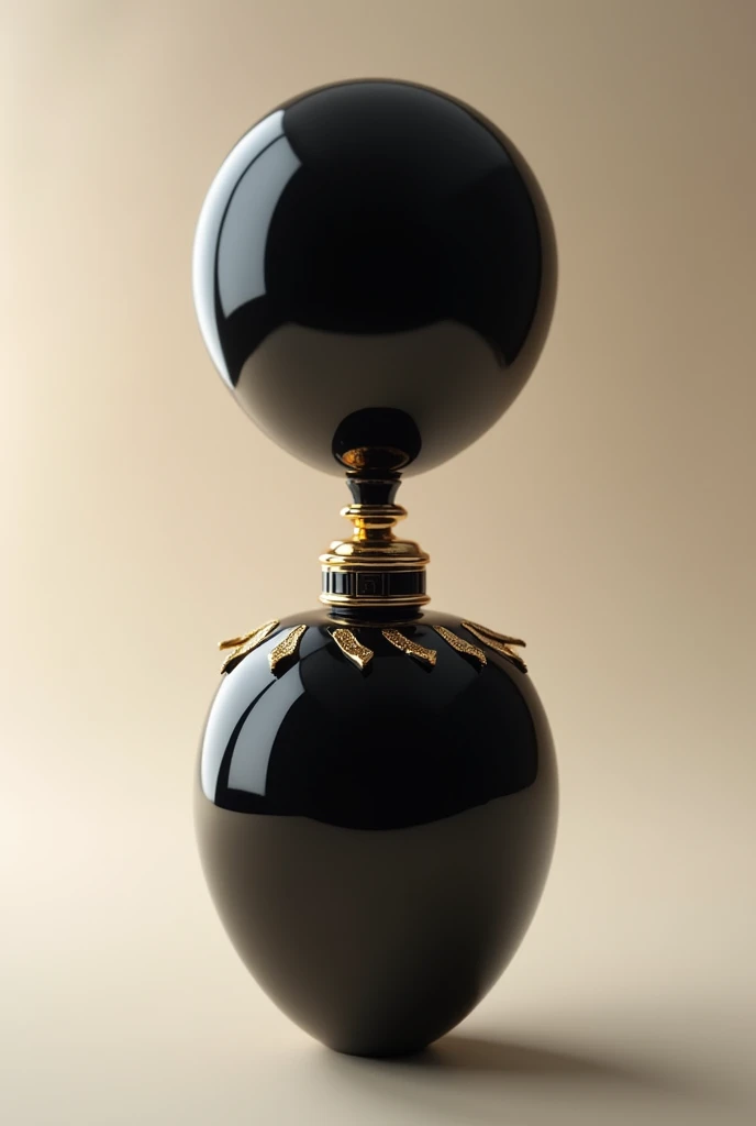 Create an Instagram avatar for the Fendi perfume name in English in the form of a black and gold balloon perfume bottle