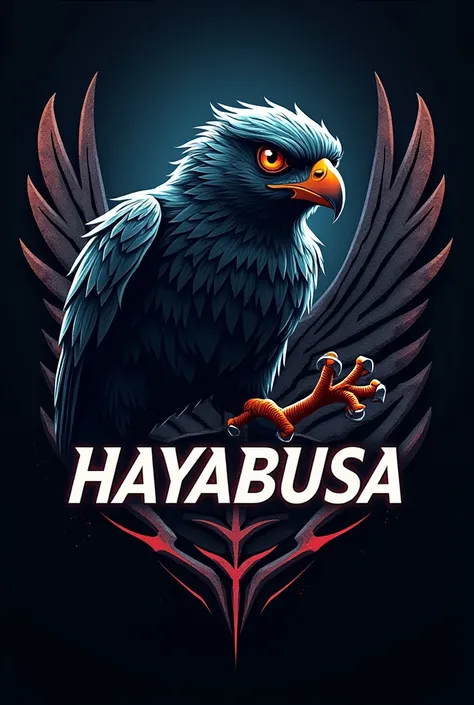 Impressive and aggressive logo for cod Mobile players called Hayabusa with the name in the logo 
