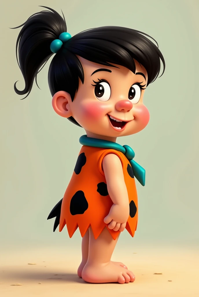 Recreate that baby ,  take into account that she is a baby girl ,  in a cartoon format called  " The Flintstones " I need her to have that drawing style ,  besides that she represents being her and looks a lot alike above all else