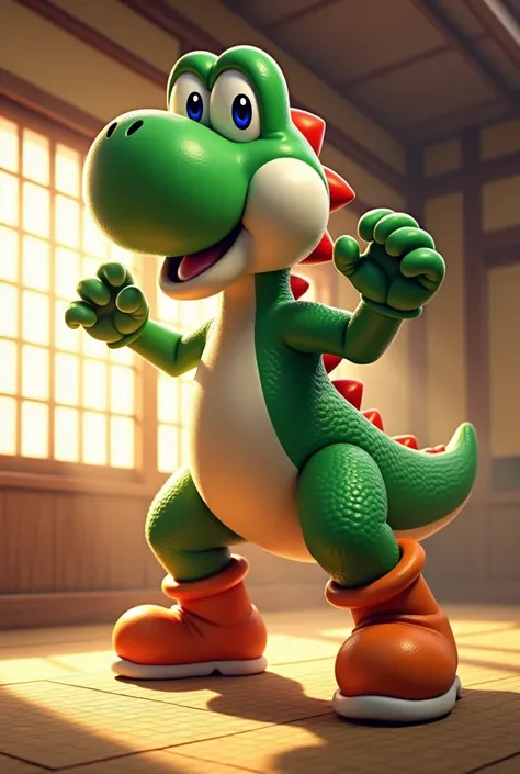 Believe me Yoshi from Mario fighting karate 