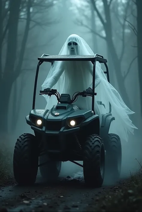 Image of a ghost on an ATV with a roof 