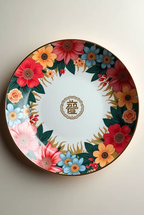 Y.CHERISH」A plate with a logo called, a gorgeous New Years image tableware, flower pattern 