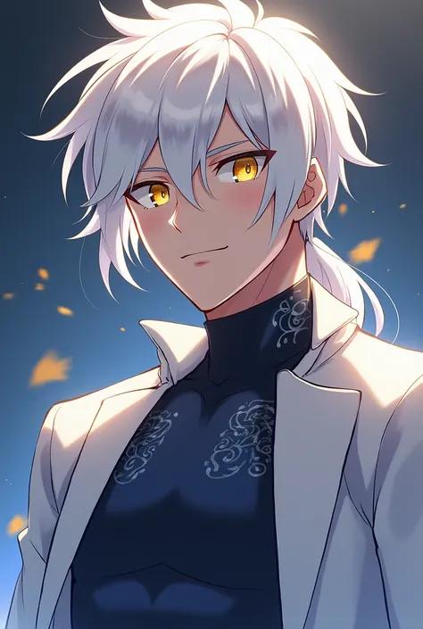 (Art work, maximum quality,  best quality swimsuit, official art,  handsome and aesthetic :1.2) Inazuma Eleven Oc Boy With White Hair And Yellow Eyes