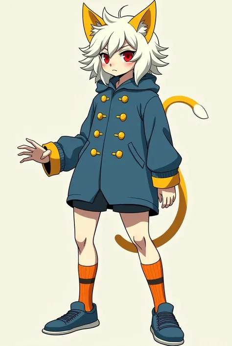 an androgynous  the appearance of a humanoid cat with wavy white hair. Their cat-like ears and tail were covered with yellow and white fur, respectively. They had ruby-red eyes, and their knees had demarcated joints like insect legs. Neferpitous hands were...