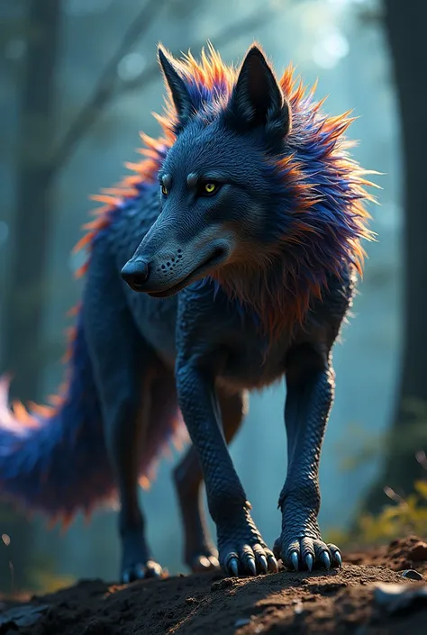  Suppose we have a dragon and a wolf .  The fusion would result in a creature called  "Dragon wolf ".  This creature would have the muscular and agile body of the wolf ,  with dense, dark coat ,  but also had the bright and colorful scales of the dragon , ...