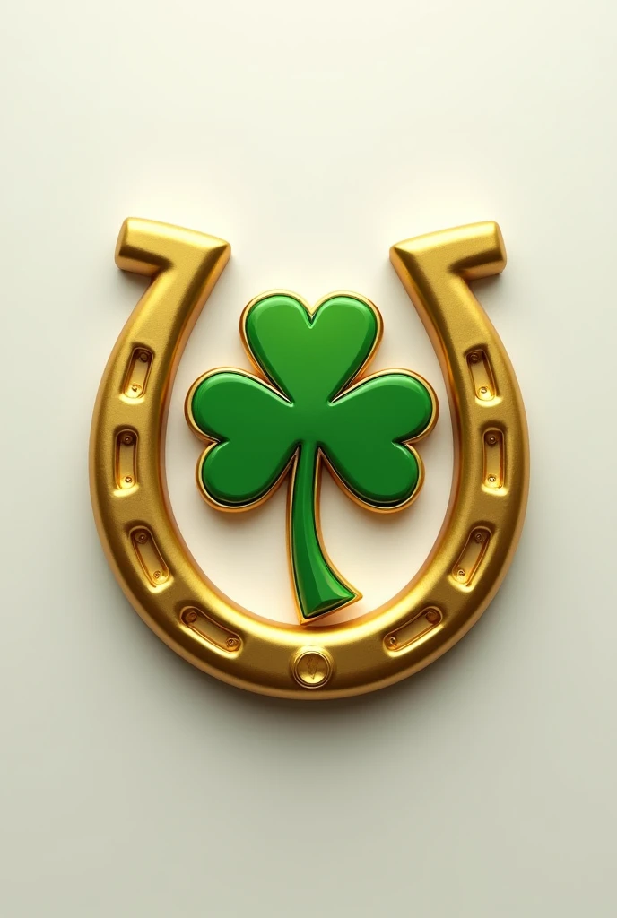 Create logo with shiny gold horseshoe and green clover with family name talisman 