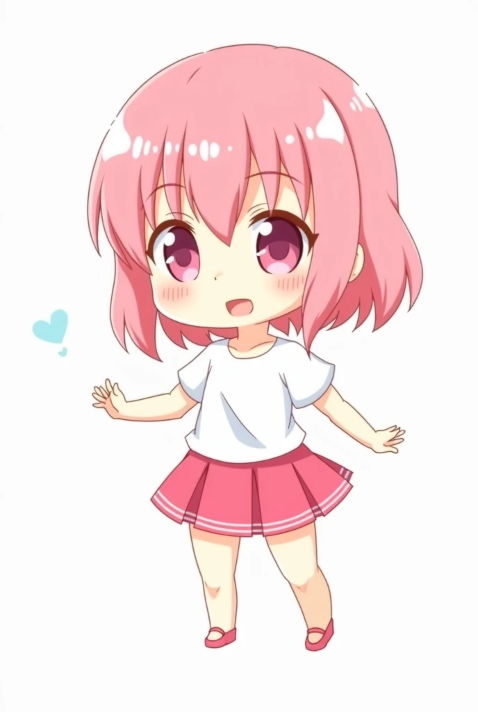 a cartoon girl with pink hair and a white top and a pink skirt, an anime drawing inspired by Munakata Shikō, pixiv, mingei, haruno sakura, sakura haruno, sakura haruno in slug sage mode, anime character, she has a cute expressive face, shirabii, as an anim...