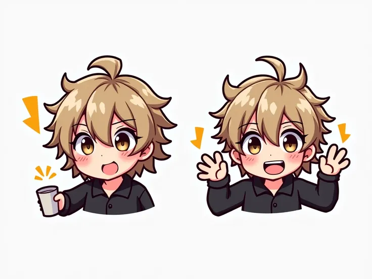   I want you to create a set of personalized emojis for Twitch for me with the following features:

  damaged  :  A Vtuber with an anime  damaged  style .
Hair: design therefore,  long and slightly messy with soft waves.
eyes: Bright dark browns
cups : Rou...