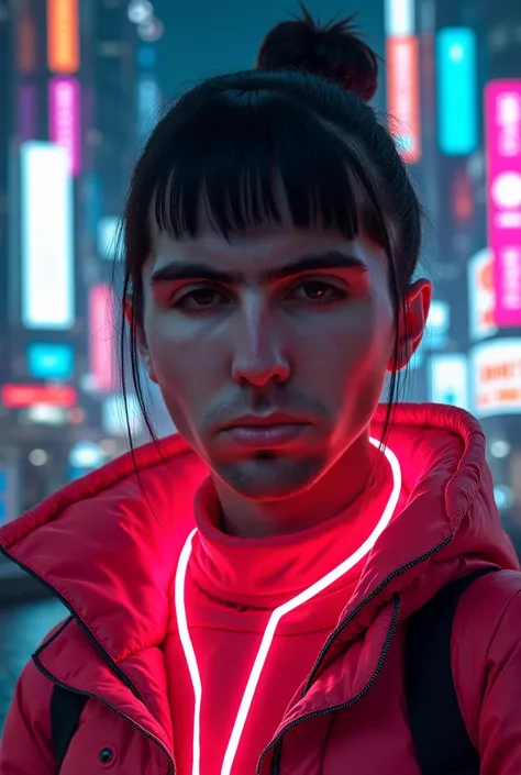 It generates a cyberpunk image of my face wearing stylish, neon clothes in some parts of the back of me, with a night city and a portrait-style image of my face as a selfie type. 