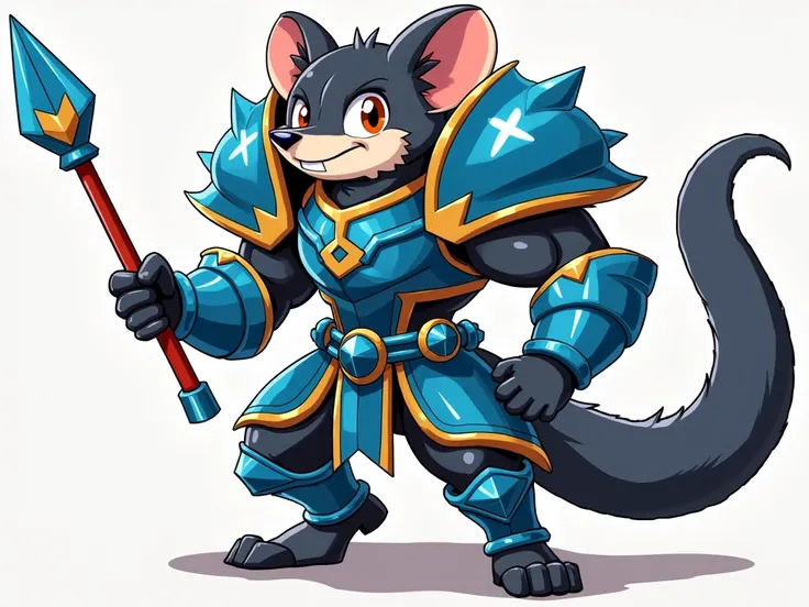 In the Dragon Ball universe, the Possum Knight from Rocket Knight Adventures would be reimagined with distinctive features blending his original design with the dynamic, exaggerated style of Dragon Ball. Heres a detailed description:

Body and Build: The P...