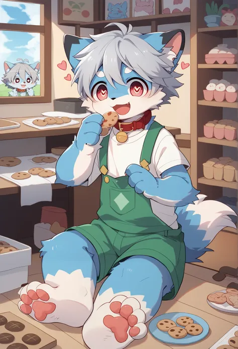    very detailedな,   very detailed,Blue fur,Gray Hair,  boys,Look at the bones , excited,Heart Eyes,participate,hypnotism,brainwashing,Pets,僕はご主人様のPetsです！ cute face,  sitting！, connect the collar to the lead ,, black ear  ,fur for  boys, fluffy fur  ,  exc...