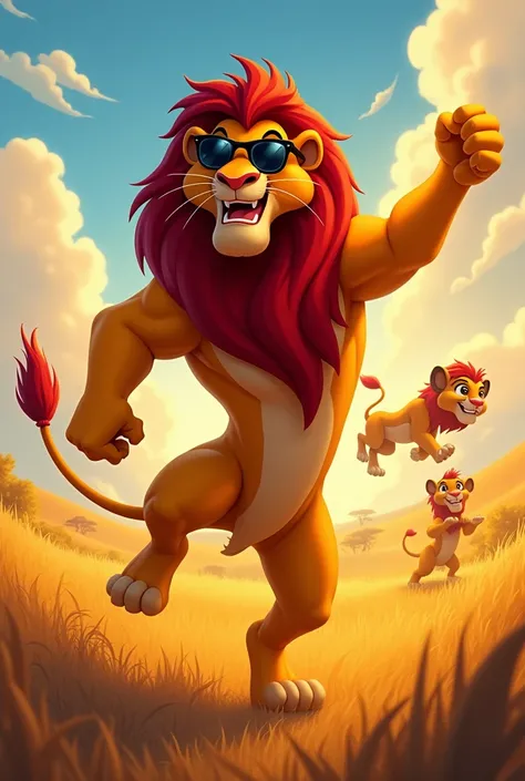 Loin in Mufasa movie dancing with wearing sun glasses