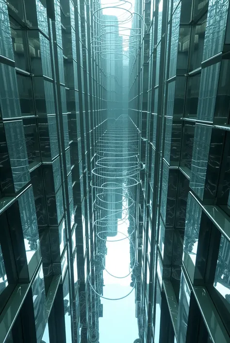 A labyrinth of mirrors seen from above