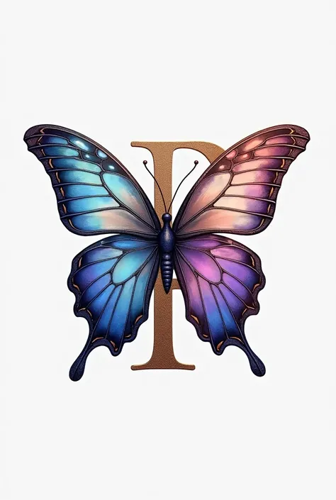 Sophisticated feminine colorful butterfly logo letters E and P