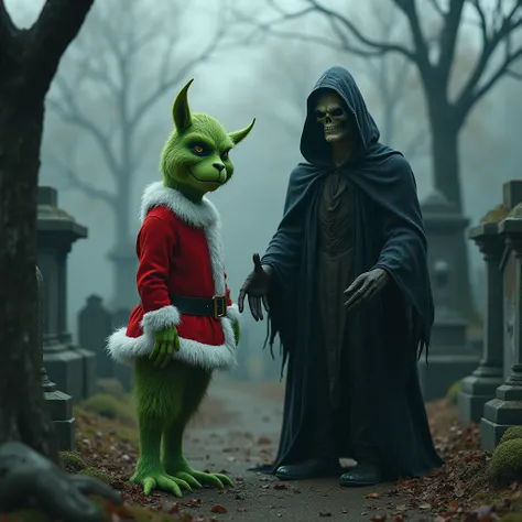 GO TO A GRINCH WITH THE HEAD OF SANTA CLOS NEXT TO THE GRIM REAPER IN A CHRISTMAS CEMETERY AND LET AN ALAPIDA SAY RIP CHOTAS 