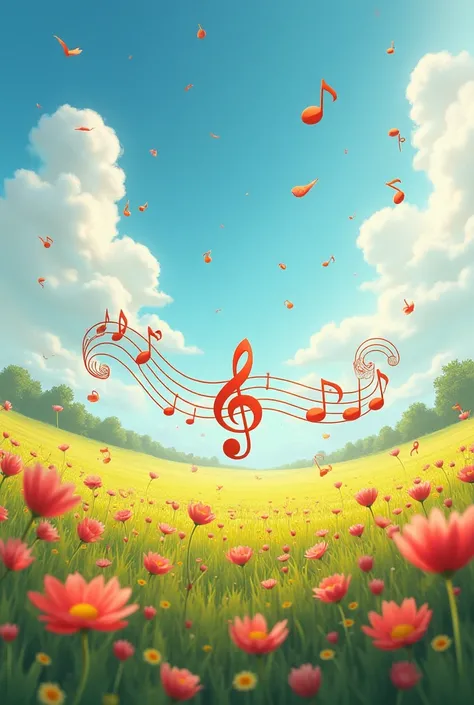 Small　Of musical notes　Of shape　 petals　In the prairie 　Dance。　 alive　Hello　、　 petals　but　Music　Listen 　いるHello。　fun。Dance wildly。　