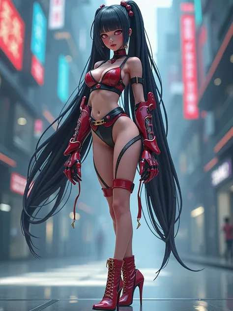 a cartoon in high definition, anime (ninja scroll) style, a robotic female with high heel stripper boots, scifi, futuristic concept, amazing, 2D, hand drawing, main character, anime (my hero academia) character, gorgeous, pretty