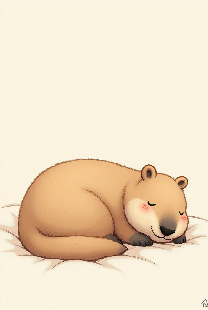 a drawing of a sleeping capybara plush 