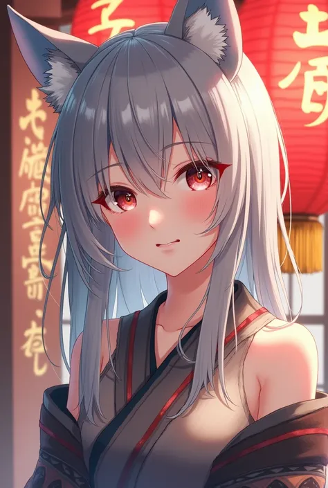 Cat ears, Grey Hair,  Silver Hair, anime,  Japanese New Year 