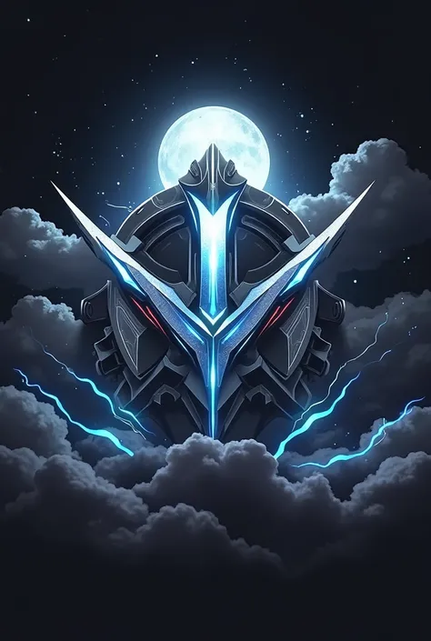 make a logo of NIGHTFALL. Description:

The guild logo features a bold and dynamic design that reflects the team’s power and unity. The central element is the name "NIGHTFALL" written in a sleek, metallic font with a gradient of deep blue to icy silver, sy...