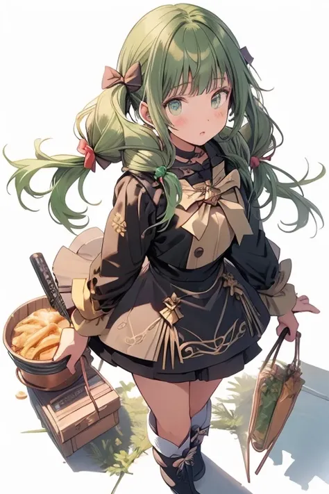 (masterpiece), (best quality), detailed,
1 girl, soro, twintails, long wavy hair twintails.hairs between eyes,dark green eyes ,dark green hair, (magical girl:1.2),
bow, dress, (pink:0.6), over legwear, boots, too many frills, too many bow, standing,striped...