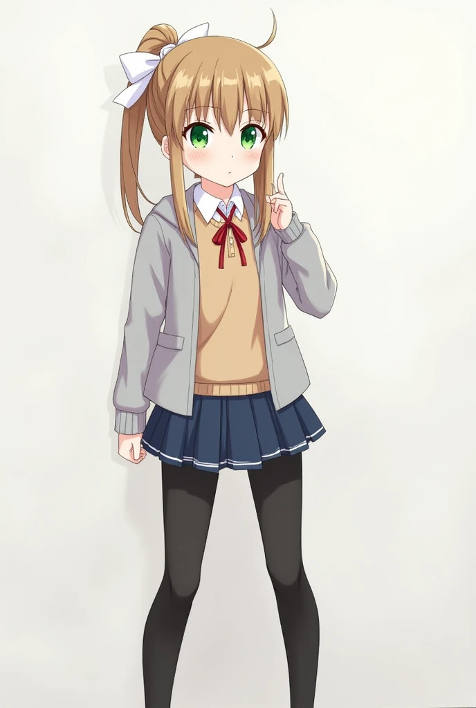  Monika is a light-brown-haired teenager with emerald green eyes who keeps her tight in a ponytail with a large white ribbon.  She also has two long locks of hair on the sides of her face .

She wears the typical school uniform ,  which consists of a gray ...