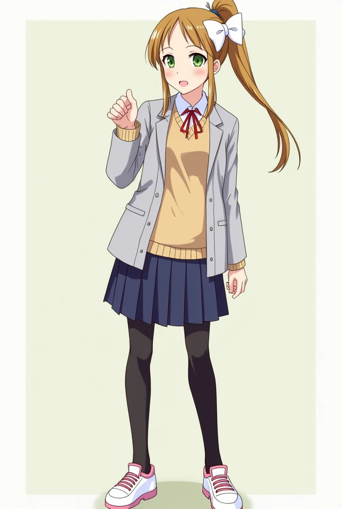  Monika is a light-brown-haired teenager with emerald green eyes who keeps her tight in a ponytail with a large white ribbon.  She also has two long locks of hair on the sides of her face .

She wears the typical school uniform ,  which consists of a gray ...