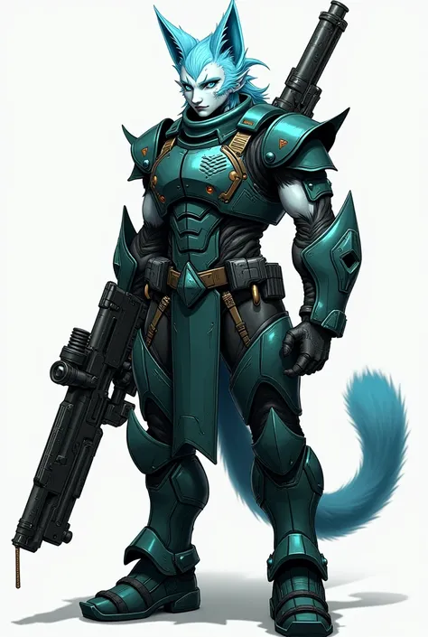 "Armed to the teeth"
Height: 62
Race: Demihuman 
Kurai a human Demihuman soldier Above his head he has long leopard ears, he doesnt have normal human ears + tail leopard + fluffy hair is cyan blue + Bright Icey Blue eyes, Pale white Scarred skin, his physi...