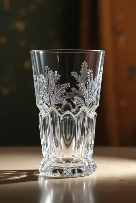 An expensive glass cup thats look luxury with vintage background