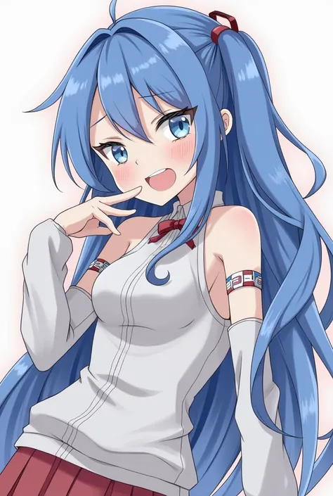 Long blue haired girl character is sucking cock