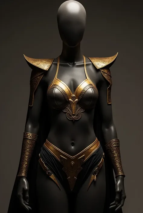  make me a womans costume and that a mannequin of the kind mentioned above has a skin color . In addition to the fact that the costume meets the following characteristics .  1- Be provocative 2- be black with gold 3- I have a warrior style 4- Mark the attr...