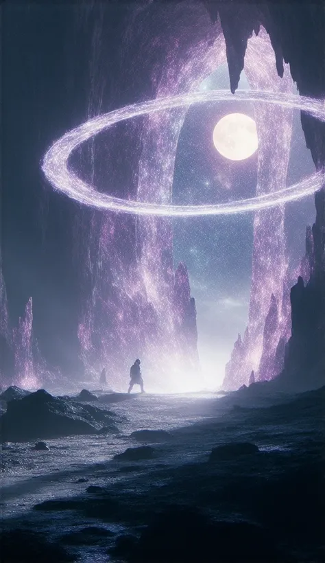 Typography ,Magazine Cover Art,A futuristic magical portal floating in the middle of a starry void, framed by glowing rings that spin slowly and emit faint light. Through the portal, a stunning alien planet appears, featuring luminescent flora, towering cr...