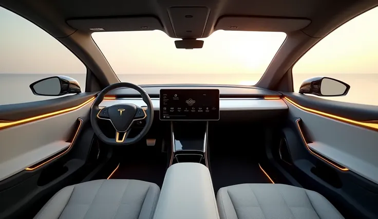 2025  Gold Tesla cybertruck interior design 