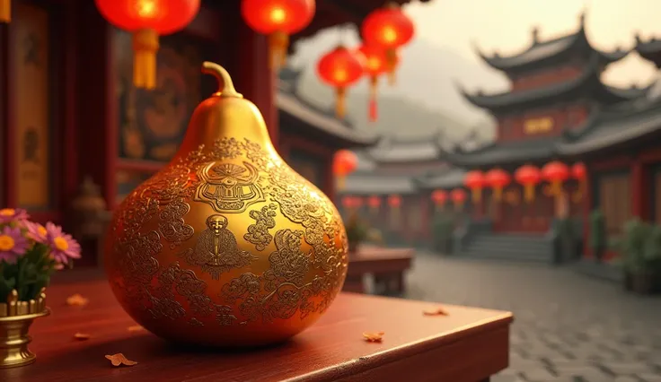 This is a real-life photo of a traditional Chinese handicraft at a 45° angle. The long-range perspective shows the full view of the stall. The picture style is very real and the visual effect is completely real. This gourd pyrography ornament is based on t...