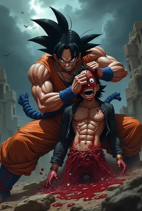 Goku taking Luffys head off thats scary 
