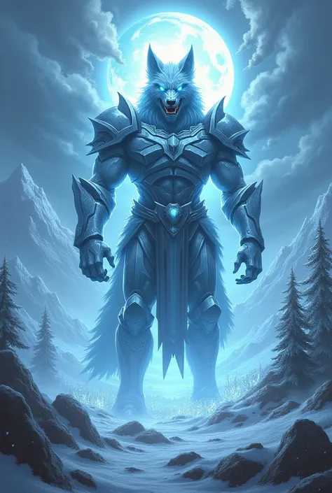  An icy racist wolf man wearing a brave suit spreads his authority, The domain of heavenly ice consumes the Earth .