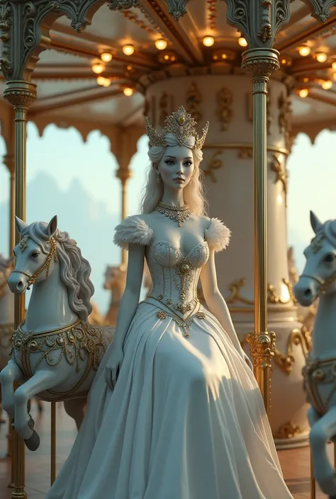 A white-skinned queen in a carousel named Naxely Flores 