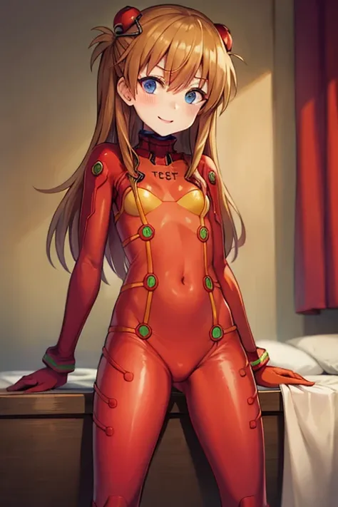 (( top quality )), ((masterpiece)), (be familiar with), perfect face, indoor, bedroom,  viewers because its Shiragane in the middle of winter,
One woman,  Soryu Asuka Langley ,
開いた口,  ecstatic expression beside the piano, blush, smile,
 small tits,  flat c...